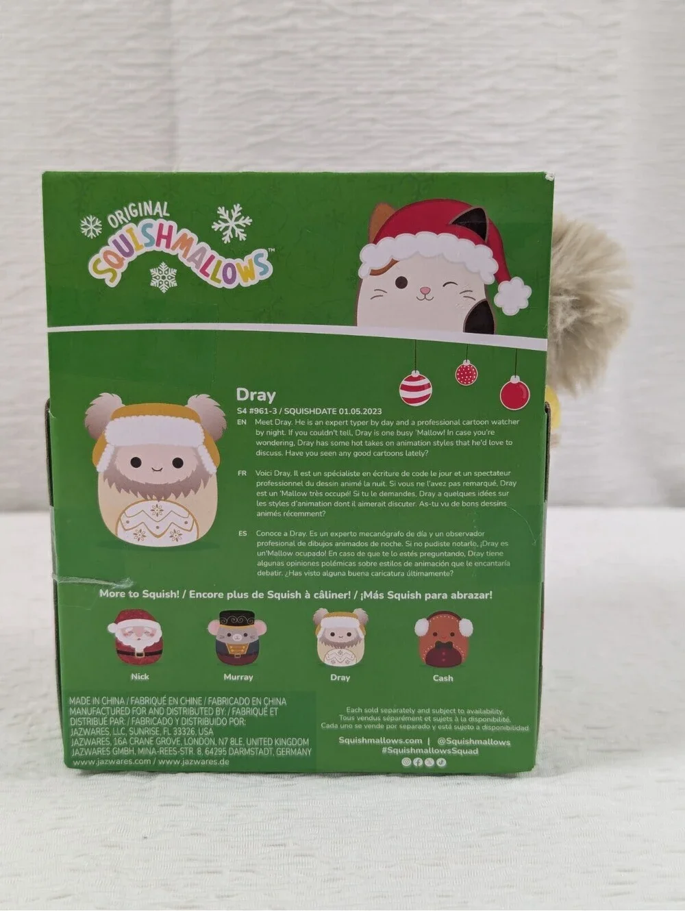 Squishmallows - Dray The Yeti - Christmas plush Ornament